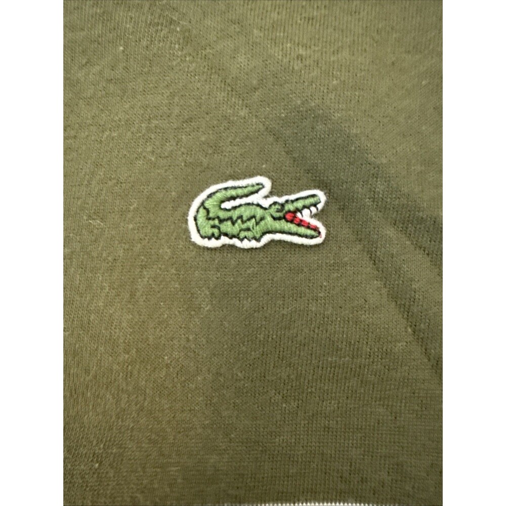Izod Lacoste Shirt Vintage Mens Large Green White Short Sleeve Polo Retro Preppy - Picture 8 of 11